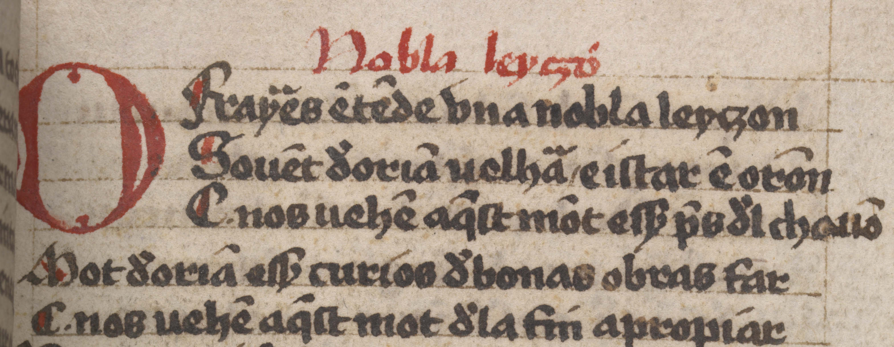 first lines of La Nobla Leyczon